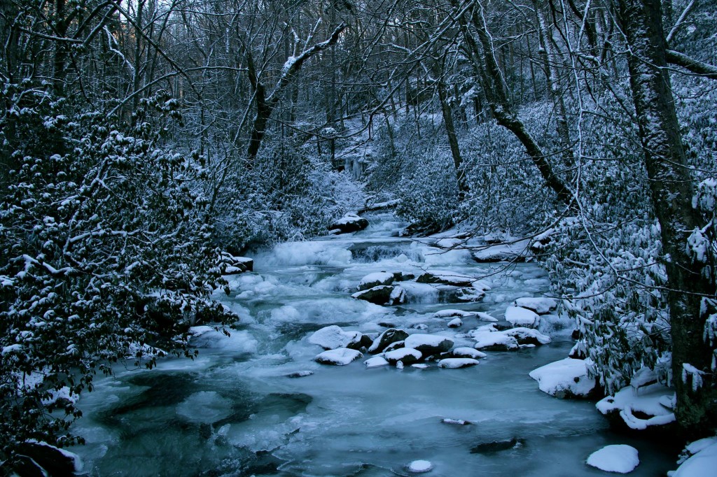 Creek in the Smoky Mountains - water and ice together