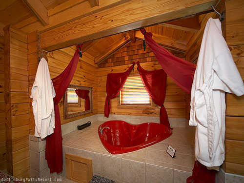 Smoky Mountain cabin with heart-shaped tub